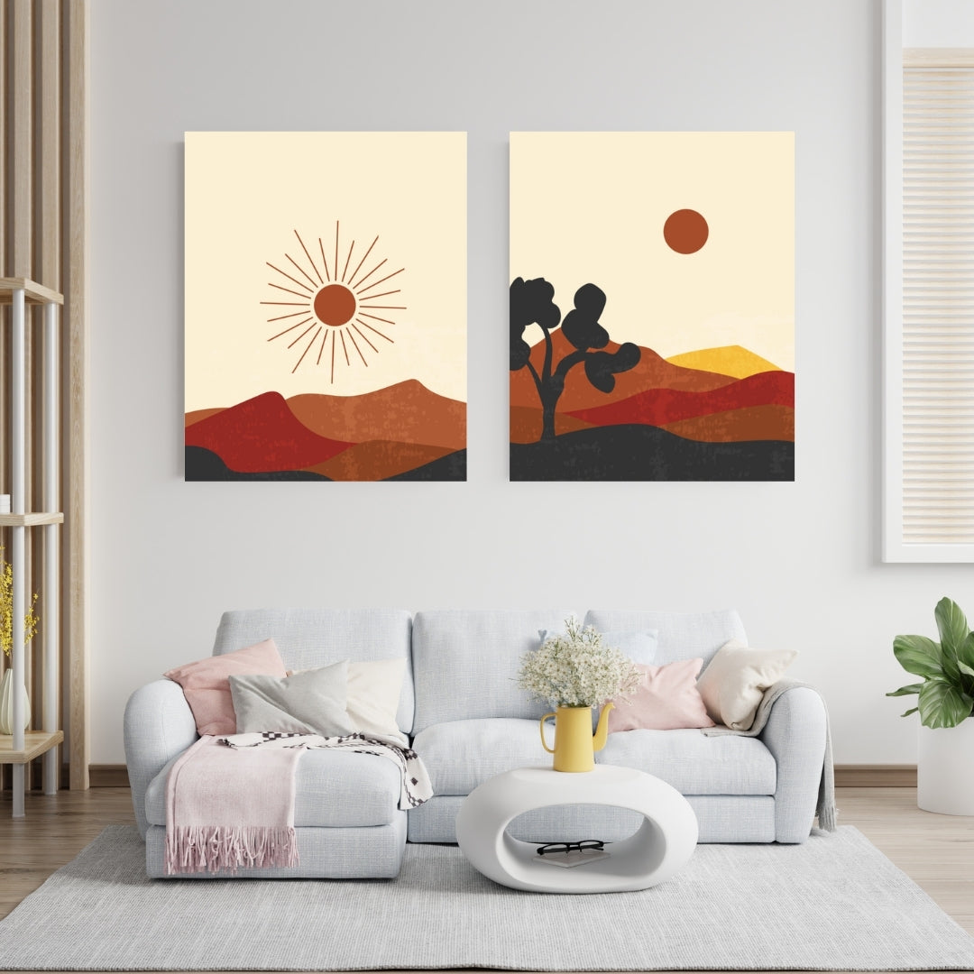Set of 2 Desert Landscape Wall Art Prints – Warm & Earthy Nature Inspired Décor by AAB Inspire