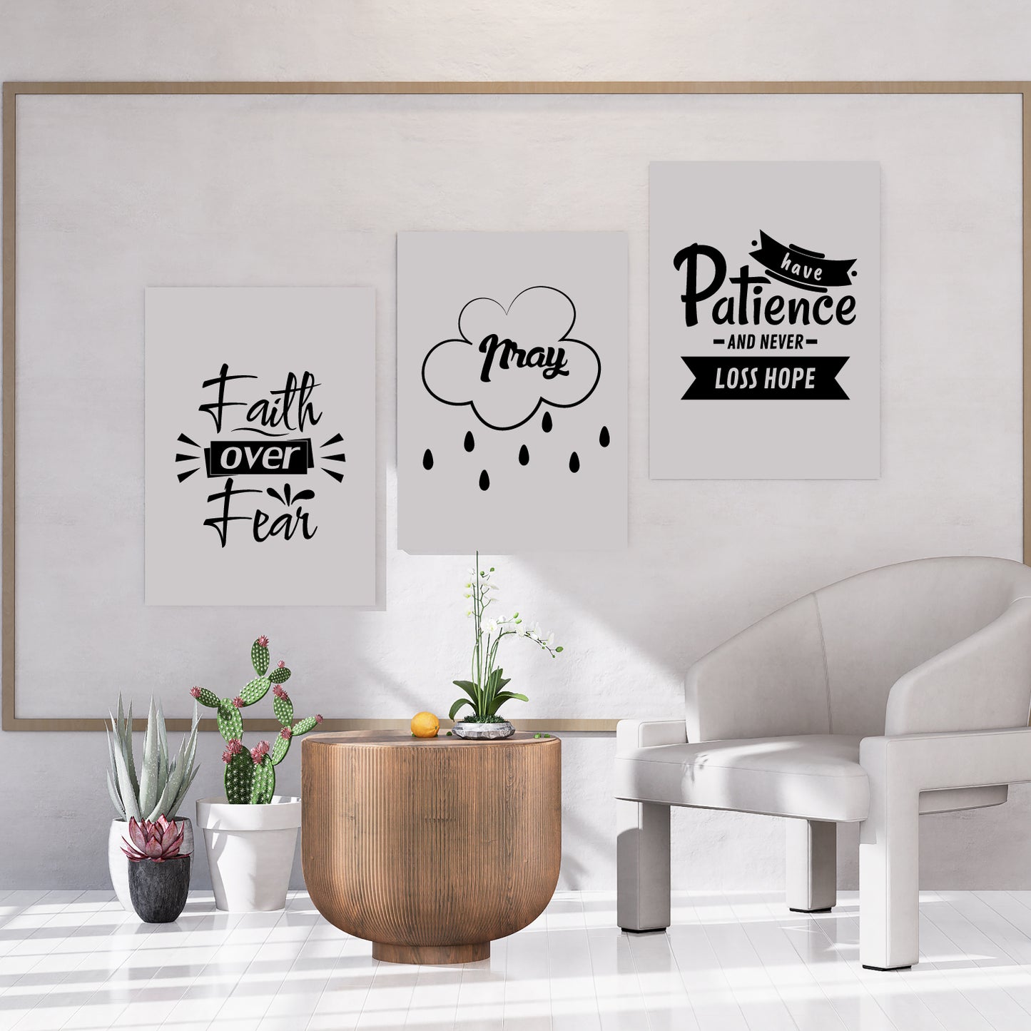 Faith Quotes Sets of 3 Framed Print by Aab Inspire