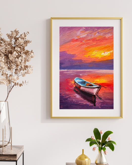 Sunset Boat Wall Art by Aab Inspire