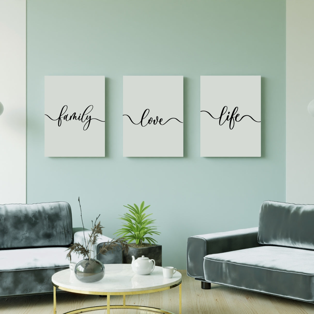 Sets of 3 Family, Love and Life Nice Print Aab Inspire