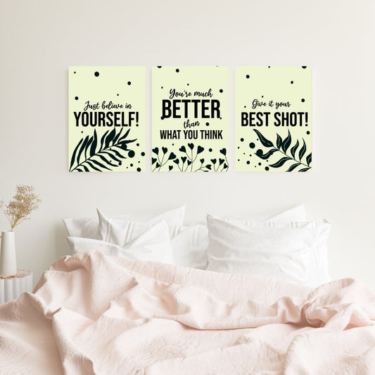 Set of 3 Self Believe Wall Art Prints by Aab Inspire