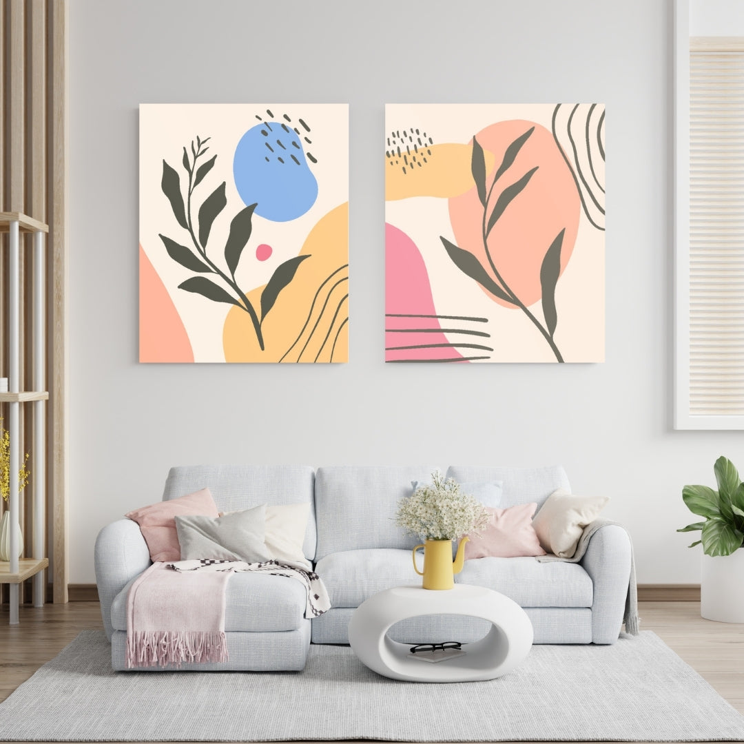 Set of 2 Creative Leaves Wall Art Prints – Nature Inspired Décor by AAB Inspire