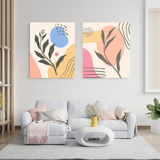 Set of 2 Creative Leaves Wall Art Prints – Nature Inspired Décor by AAB Inspire