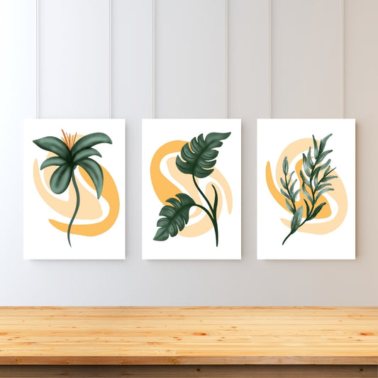 Set of 3 Botanical Wall Art Prints – Modern Nature-Inspired Décor by AAB Inspire