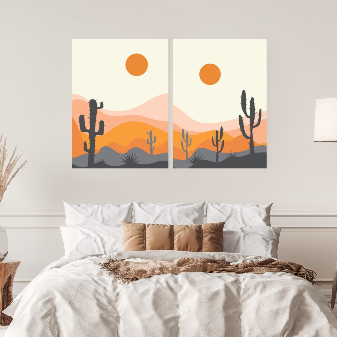 Set of 2 Desert Landscape Wall Art Prints – Minimalist Boho Aesthetic by AAB Inspire