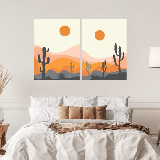 Set of 2 Desert Landscape Wall Art Prints – Minimalist Boho Aesthetic by AAB Inspire