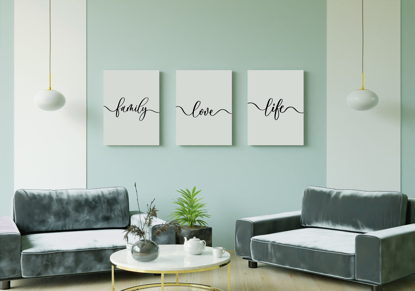 Sets of 3 Family, Love and Life Nice Print Aab Inspire